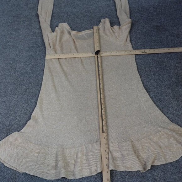 Free People Beach Women's Sweater Dress Small Beige Midi Flare 100% Linen - Picture 6 of 13